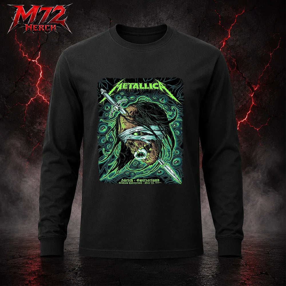 Metallica World Tour M72 May 27 2026 Zürich Switzerland Stadion Letzigrund Mummy Dagger Eye Long Sleeve